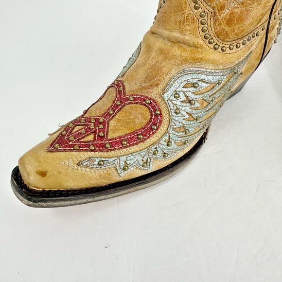 Corral Womens A4235 Western Mid Calf High Boots US 9 M Sand Brown Cowhide GUC - Picture 14 of 14